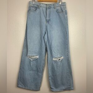 Nasty Gal Women’s high rise wide Leg Relaxed Light Blue Jeans